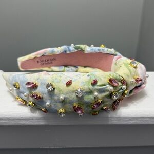 NEW BOHEMIAN GEMME pink green blue  embellished headband gems stones pearls